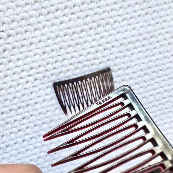 Goody Vintage USA Made Dark Brown Tortoise Cream Side Hair Combs Set 6 3 Pairs - Picture 10 of 14